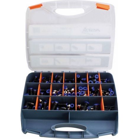 Coffret de 180 raccords automatiques – Connecteurs en T et droits 6/8/10mm – Pression 0-10 bars – Pour tuyaux polyuréthane et polyamide – Asta