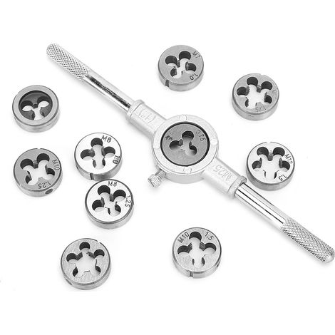 Jeu de tarauds et filières pour filetage extérieur, kit d'outils à main pour coupe de filets, acier, usage professionnel (1/5)