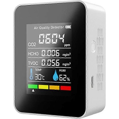en 1 : Testeur numérique de CO2, de température et d’humidité, détecteur de dioxyde de carbone, moniteur de qualité de l’air, analyseur de COVT et de HCHO - SimpleWHBYV (1/4)