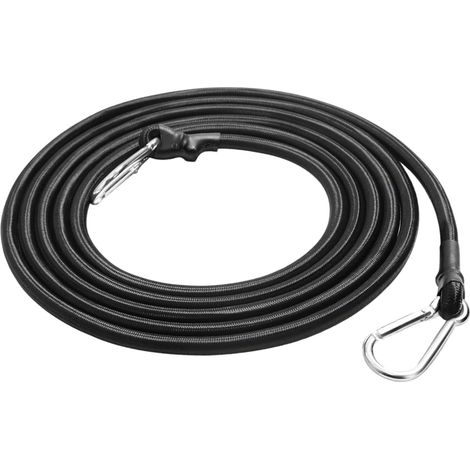 3 m Elastic Bungee Cord with Hooks Double Attachment Elastic Black (1/5)