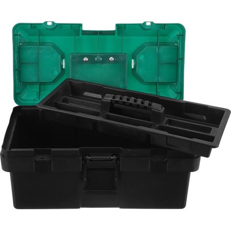Boîte à Outils Portable en Plastique 14 Pouces Noire  Grosse Capacité, Usage à Domicile Déplacement, Rangement Pratique pour L’outillage (1/5)