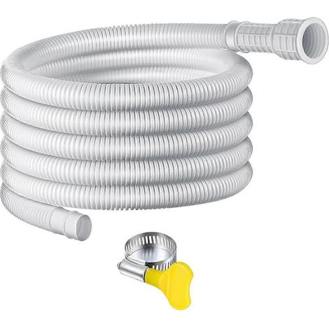 Tuyau d'évacuation pour déshumidificateur, tuyau flexible de 4 m avec adaptateur en caoutchouc sécable et collier de serrage, tuyau de remplacement (1/4)