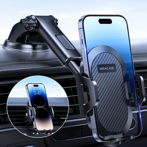 Support de voiture [Aimant puissant de 3600 gf et ventouse de plus de 40 kg] Support magnétique à ventouse pour téléphone, fixation réglable à 360° sur tableau de bord et pare-brise