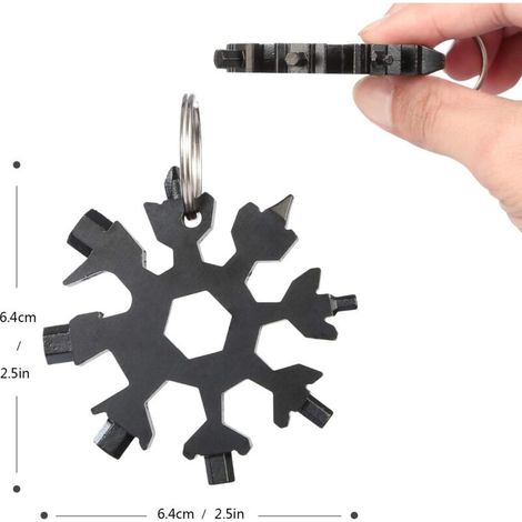 18-en-1 Flocon outil multifonction flocon,Tournevis en Forme de Flocon de Neige/Ouvre-Boîteille/Porte-clé pour les voyages quotidiens Camping multifonction Tools (noir)-Fei Yu