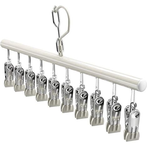 Set de 10 cintres à pinces – Pinces de séchage – Jupes, pantalons, cravates, serviettes – Rangement gain de place (1/5)