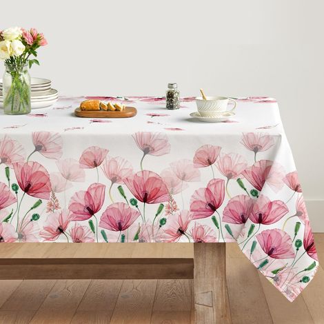 Nappe 140x180 cm rectangulaire, motif Coquelicot, antitache, polyester
