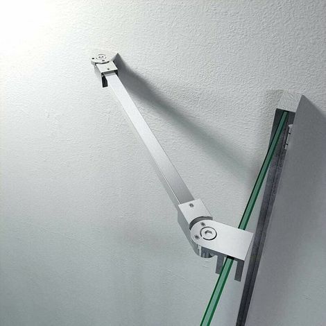 40cm Frameless Stainless Steel Shower Door Fixed Panel Wall-to-glass Support Bar for 8mm 10mm Thick Glass (1/4)