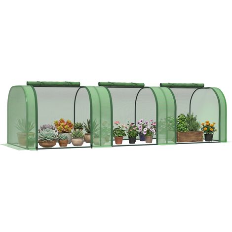 Mini Serre de Jardin Tunnel 3 Portes 3x1x0,8m Acier Vert (1/5)