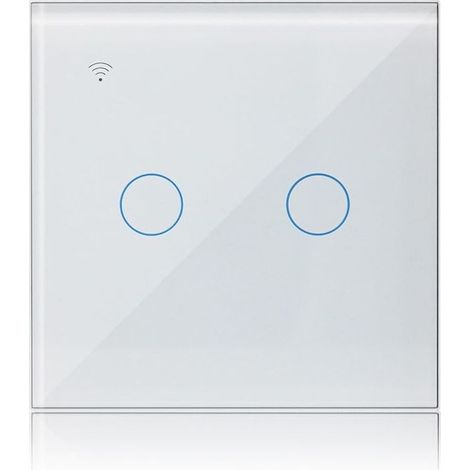 Interrupteur Tactile Connecté 2 Gang 1 Voies Compatible avec Alexa, Interrupteur Lumineux Mural Tuya Smart Life App Intelligent Contrôle (1/5)