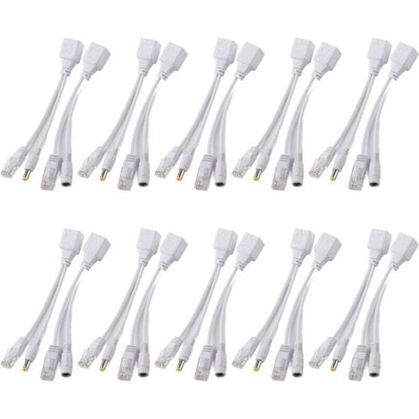 10 paires de caméras IP Poe RJ45 câble Ethernet adaptateur injecteur DC 12 v-RAPANDA
