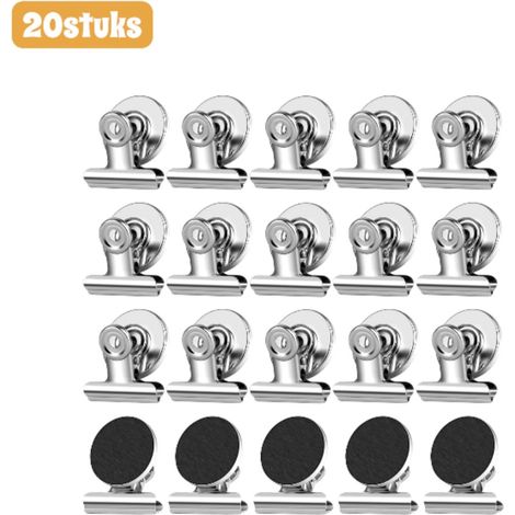 Lot de 20 aimants ronds pour réfrigérateur avec pinces magnétiques multifonctionnelles pour photos notes et documents petit format 31 mm couleur argentée (1/5)