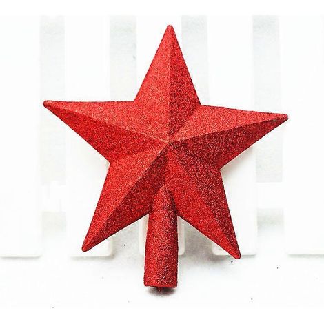 AOBETAK Glitzernder Weihnachtsstern für Weihnachtsbaum, Christbaumschmuck, Heim- und Partydekoration, 20 cm, Rot (1/4)