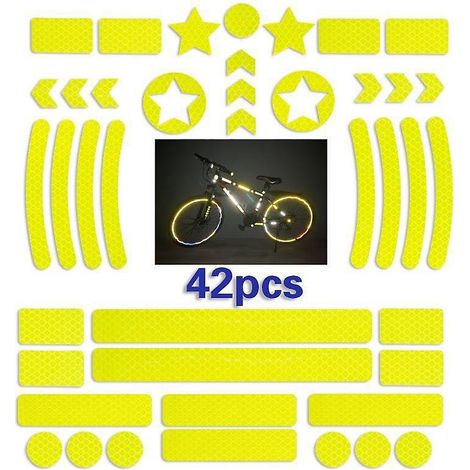 Kit d'autocollants réfléchissants pour casque de vélo - 42 pièces, ruban réfléchissant auto-adhésif pour vélos et scooters (jaune) (1/5)