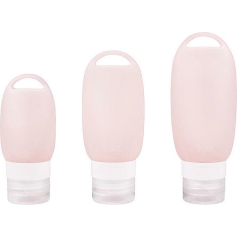 Flacons de voyage en silicone avec distributeur ajustable, contenants portables étanches et rechargeables, matériau de qualité alimentaire pour cosmétiques, produits de toilette et usage professionnel (1/4)
