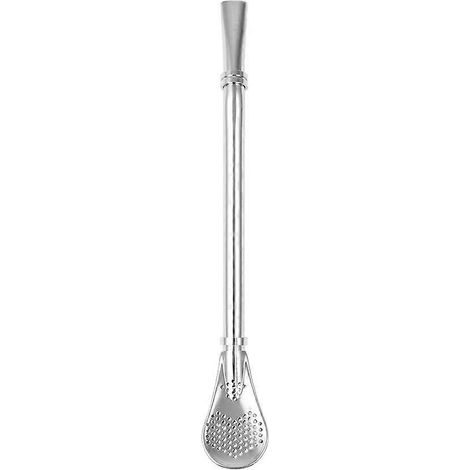 Cuillère à thé, filtre à thé, paille en acier inoxydable en forme de calebasse, accessoires de bar lavables et réutilisables pour bars et karaokés.