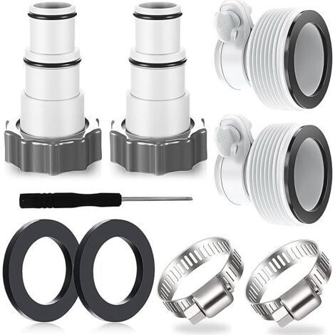 Pair Lot de 6 adaptateurs de tuyau de piscine - Adaptateur de tuyau pour piscine - Adaptateur de tuyau pour pompe - Raccord pour tuyau de 32 et 38 mm de diamètre (1/5)