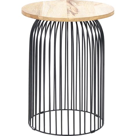 Mesa auxiliar de madera de mango clara negro 36 cm mesa de café moderno Wills