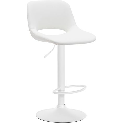 Taburete alto de bar x1 con reposapiés en PVC blanco base metal blanco 100004586 (1/5)