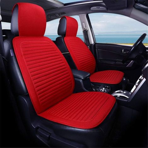 1 housse de siège auto, accessoires auto, protection de siège avant, confort ultra doux, coussins de siège auto respirants en cuir PU imperméable (rouge)