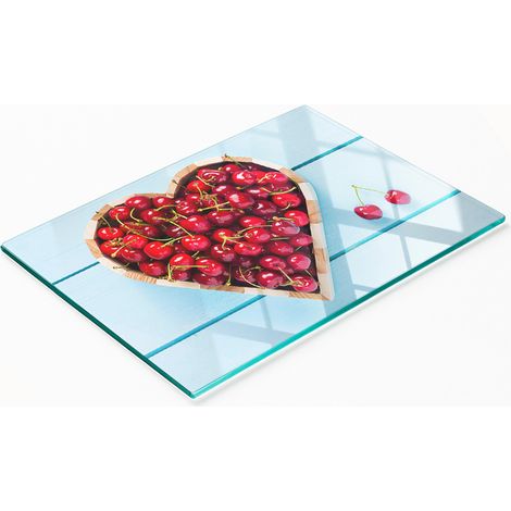 Tavoletta decorativa multifunzionale da cucina in legno di ciliegio temperato a forma di cuore, 80x52 cm. (1/5)