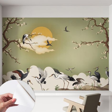 Papier peint adhésif autocollant pour salon chambre à coucher tendance et originale Nature élégante 152x104 cm (1/5)