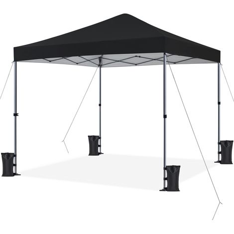 Yaheetech Tonnelle de Jardin Extérieur 3 × 3 M Tente de Camping Pliable avec Sac de Transport Sacs de Sable et Chevilles pour Camping Plage Fête et Foire Noir