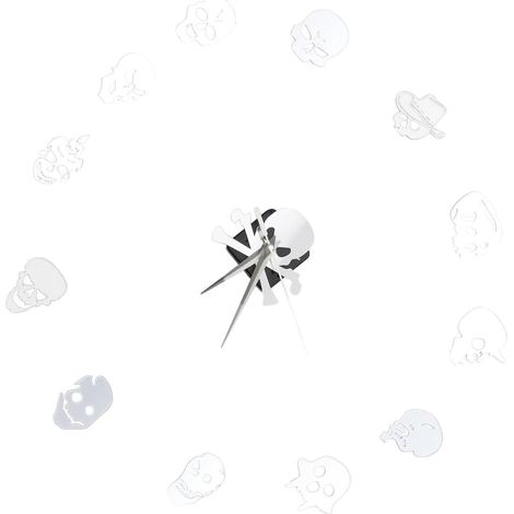 Moderne Totenkopf Skelett Wanduhr en Acryl mit Spiegeleffekt et Selbstgemacht Size for