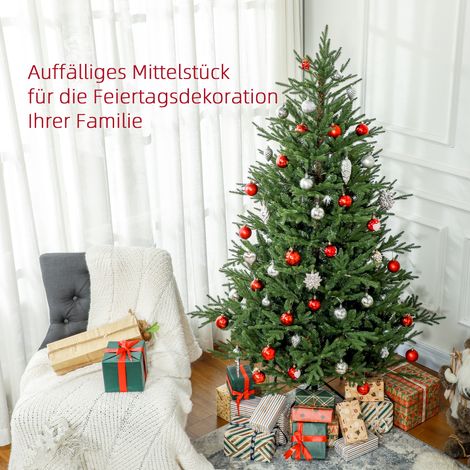 Sapin de Noël 183 cm réaliste avec branches en plastique ignifugé, montage facile, socle fourni, arbre artificiel haut de gamme (1/4)