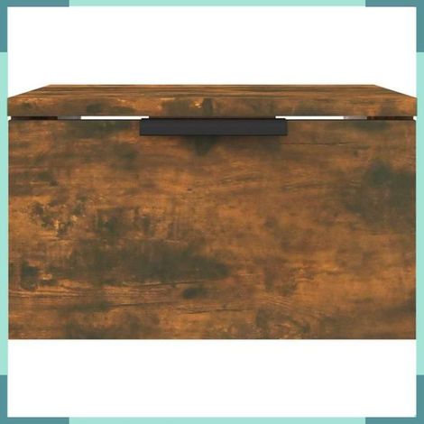 Table de chevet murale - 817087 - chêne fumé - bois d'ingénierie - 34 x 30 x 20 cm (1/5)