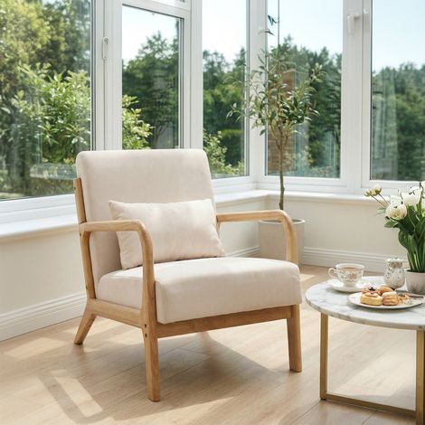 Fauteuil Élégant Vintage – Chaise Lounge Confortable Bois Massif 120 kg (1/5)