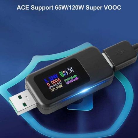 Testeur USB - Voltmètre Ampèremètre Wattmètre 4-30 V 0-6,5 A - Écran IPS 0,96 Pouces - Pour Test Batterie Externe et Charge Rapide - 1 Pièce (1/4)