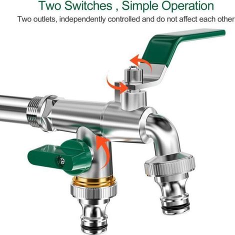 Robinet Jardin Laiton Double Sortie 3/4" – Entrée 1/2", Antigel – 1 Pièce (1/5)