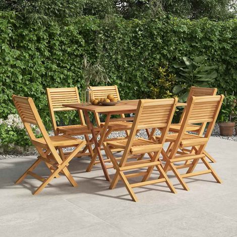 vidaXL Sillas plegables, 6 unidades, 47x62x90 cm, madera maciza de teca. (1/5)