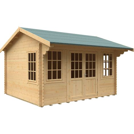 14x12 The Dalton 44mm Cabin - L415 x W355 x H293.2 cm - Solid Wood/Softwood/Pine - Natural