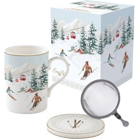 EASY LIFE COFFRET TISANIERE 35CL EN PORCELAINE AVEC FILTRE INOX CHALET 1220485