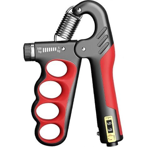 HONORNIC - Appareil d'entraînement de la force de préhension (rouge), résistance réglable de 5 à 100 kg (11 à 220 lbs) (1/3)