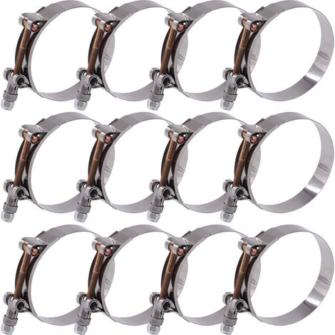 12 pièces 76-84 mm Colliers de serrage en acier inoxydable à boulon en T pour tuyau turbo d’admission, tuyau souple, intercooler (1/5)