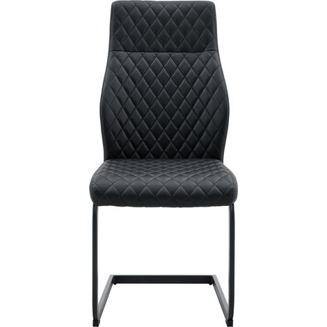 Set de 2 sillas de comedor negras en PU con respaldo alto y estructura metálica MODENUIT (1/5)