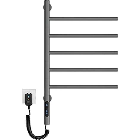 Sèche Serviettes Électrique Pivotant 180°,Gris, Chauffe Serviettes Mural avec Ajustement Température Minuterie 1 8H, Porte Serviettes Électrique Salle De Bain avec écran LCD (1/5)