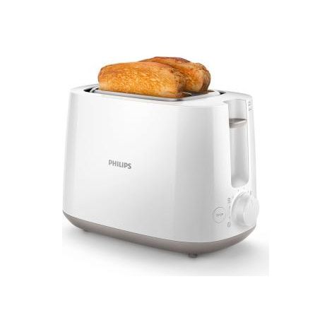 Grille Pain - Toaster Electrique  - PHILIPS - HD2581/00 - 2 fentes extra larges - 8 niveaux de dorage - 830 W - Réchauffe viennoiseries - Blanc