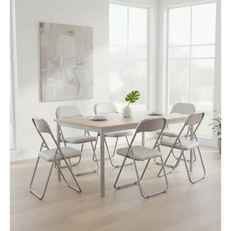 Dmora Conjunto de seis sillas plegables, color blanco, Medidas 43 x 47 x 78 cm
