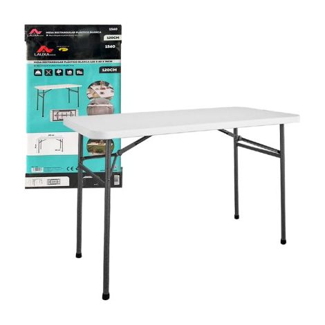 Table rectangulaire en plastique blanc Lauxa Home 120x60cm (1/5)