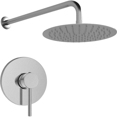 Set doccia ad incasso con miscelatore braccio 35 cm e soffione 25 cm in acciaio inox satinato York (1/5)