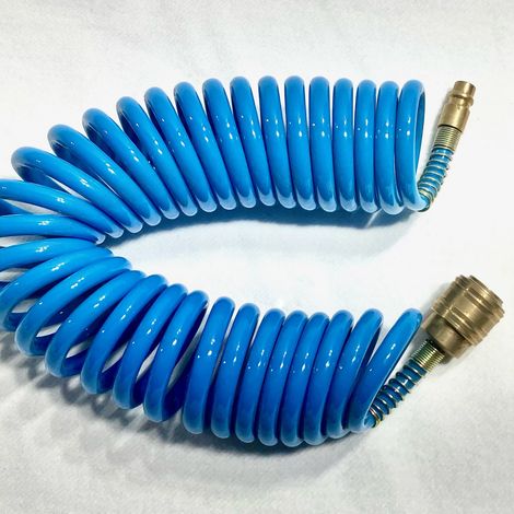 Spiralschlauch 15 m mit Kupplung und Tülle für Druckluft Luftschlauch Schlauch (1/4)