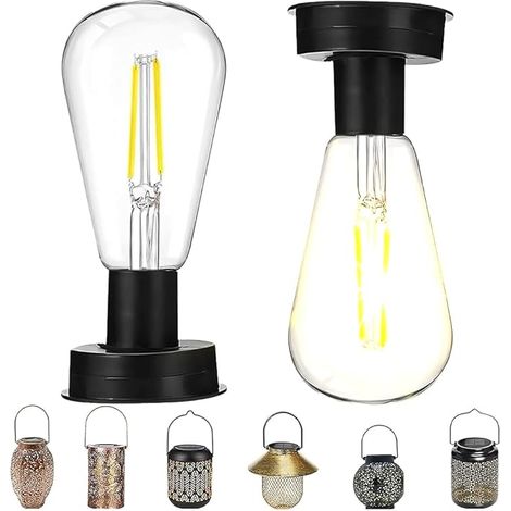 Bombilla solar para exteriores, 2 unidades de 8,5 cm, luz solar de repuesto para jardín, luz solar de repuesto con bombilla LED brillante, iluminación solar para exteriores, decoración DIY. (1/5)