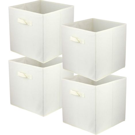 Boîte textile 31x31x31 blanche - Lot de 4