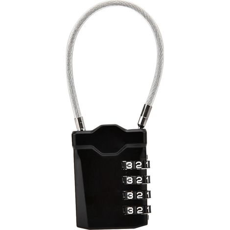 Cadenas à combinaison câble acier Cadenas valise TSA alliage zinc 4mm robuste noir antivol pour bagages voyage (1/5)