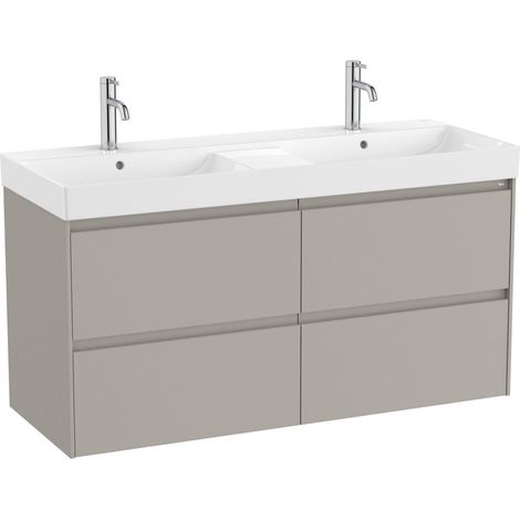 Pack Unik mueble de 4 cajones + lavabo doble ONA - ROCA Color: Gris arenado