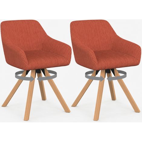Set aus 2 Esszimmerstühlen, Tischsessel JANY gesteppt Samt Terracotta Beine in Holzoptik (1/5)