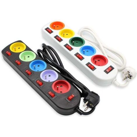Set of 2 smart power strips, coloured sockets (1/4)